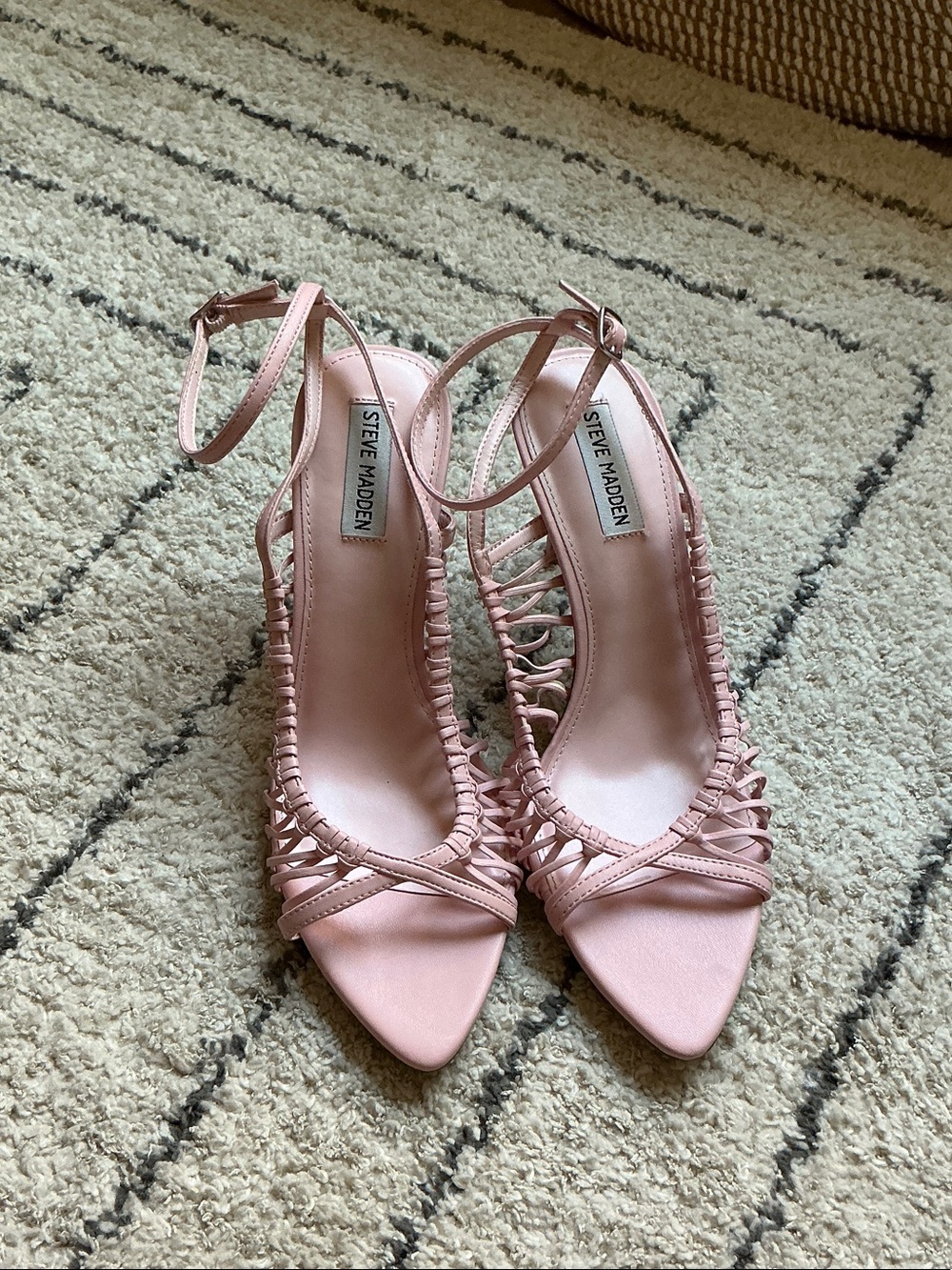 Steve Madden Pink Woven Pointed-Toe Slingback Heels